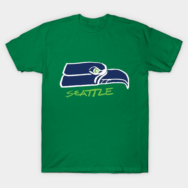 Seattle Seahaaaawks 09 T-Shirt by Very Simple Graph